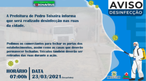 Leia mais sobre o artigo O Município realizará desinfecção das ruas da cidade nesta terça 23/03 em parceria com a AMPAR.