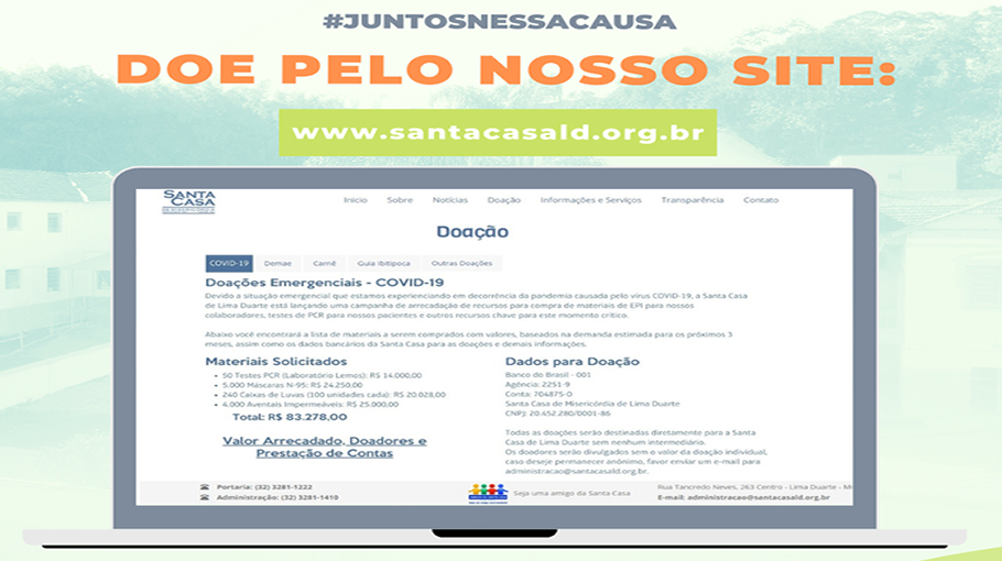 Você está visualizando atualmente Ajude a Santa Casa de Lima Duarte Doações Emergenciais – COVID-19